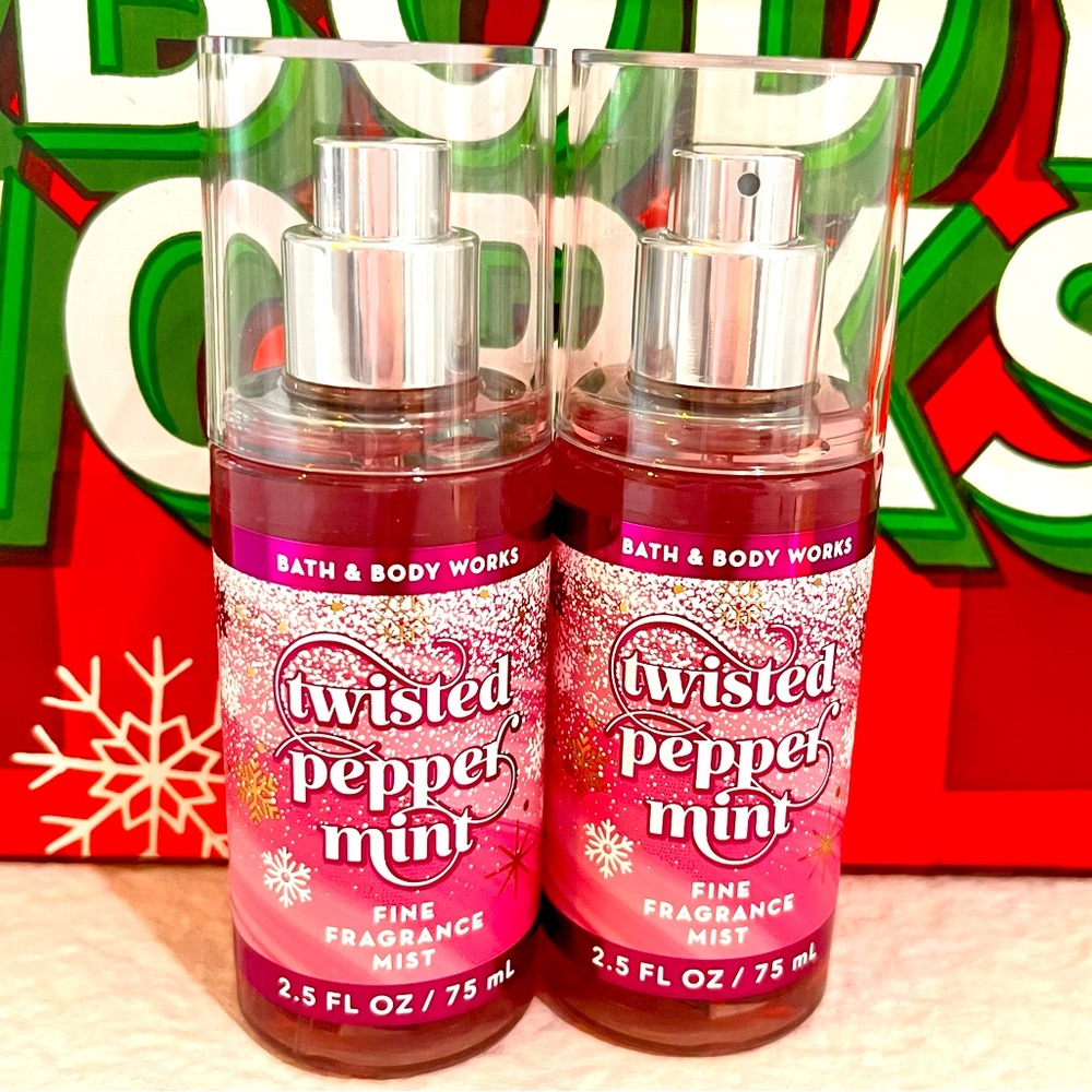 Bath & Body Works 2x TWISTED PEPPERMINT Spray Travel Size.